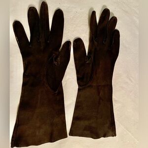50’s Vintage France Paris Suede Black Leather Gloves 6 1/2 Small Lightweight